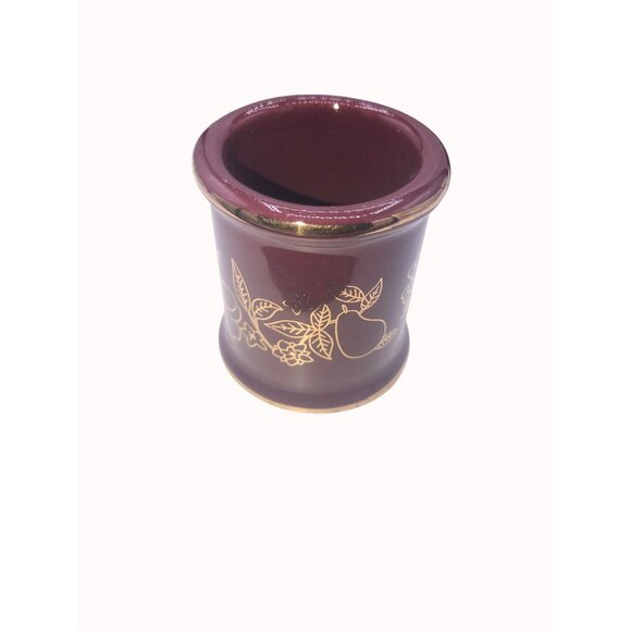 Set Of 12 Burgundy Deep Red & Metallic Gold Ceramic Napkin Rings - Picture 4 of 5